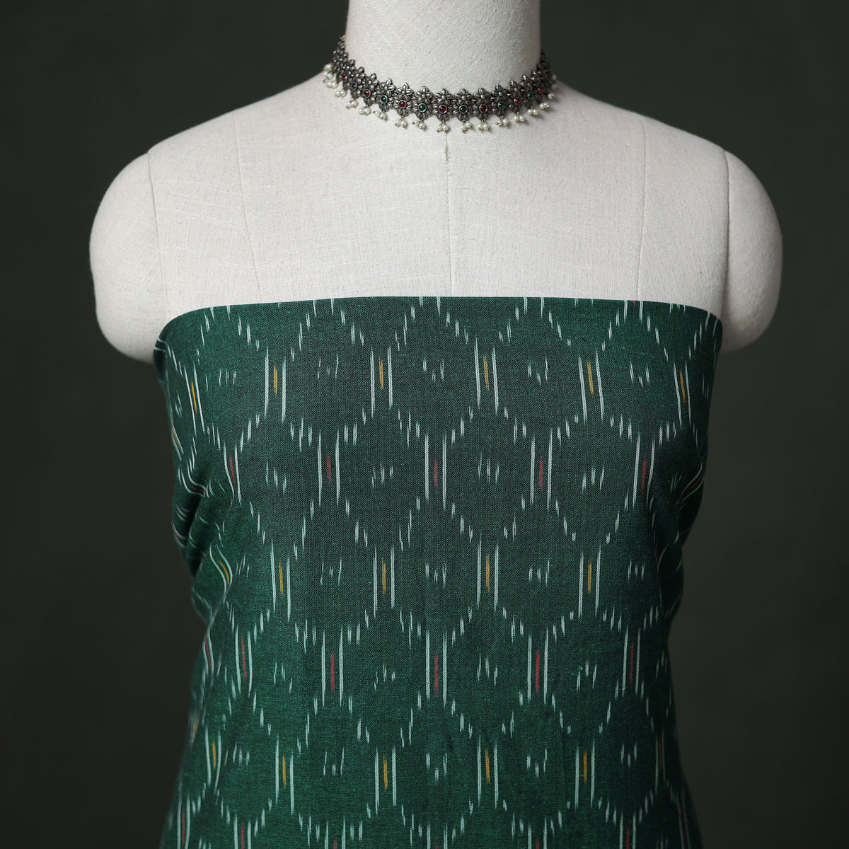 Pochampally Ikat Cotton Unstitched Dress Material: Kurta with Dupatta 15