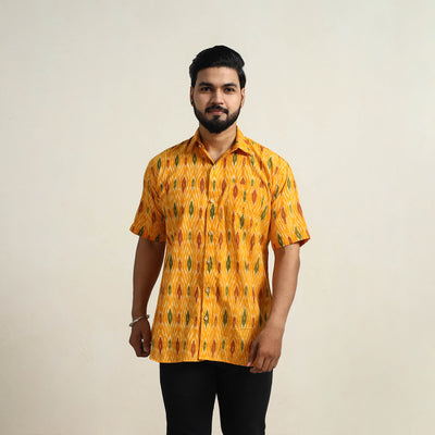 Yellow - Men Cotton Pochampally Ikat Shirt 04