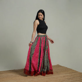 Bandhani Tie-Dye 24 Kali Patchwork Cotton Long Skirt 08