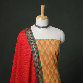Pochampally Ikat Cotton Unstitched Dress Material: Kurta with Dupatta 16