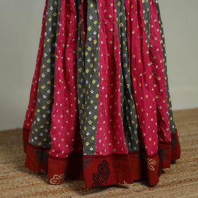 Bandhani Tie-Dye 24 Kali Patchwork Cotton Long Skirt 08
