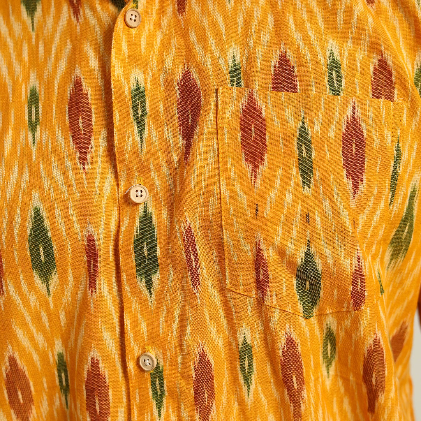 Yellow - Men Cotton Pochampally Ikat Shirt 04