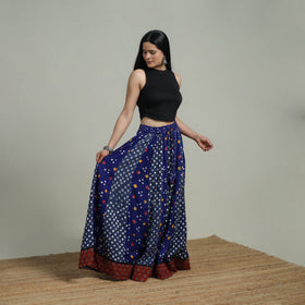 Bandhani Tie-Dye 24 Kali Patchwork Cotton Long Skirt 24