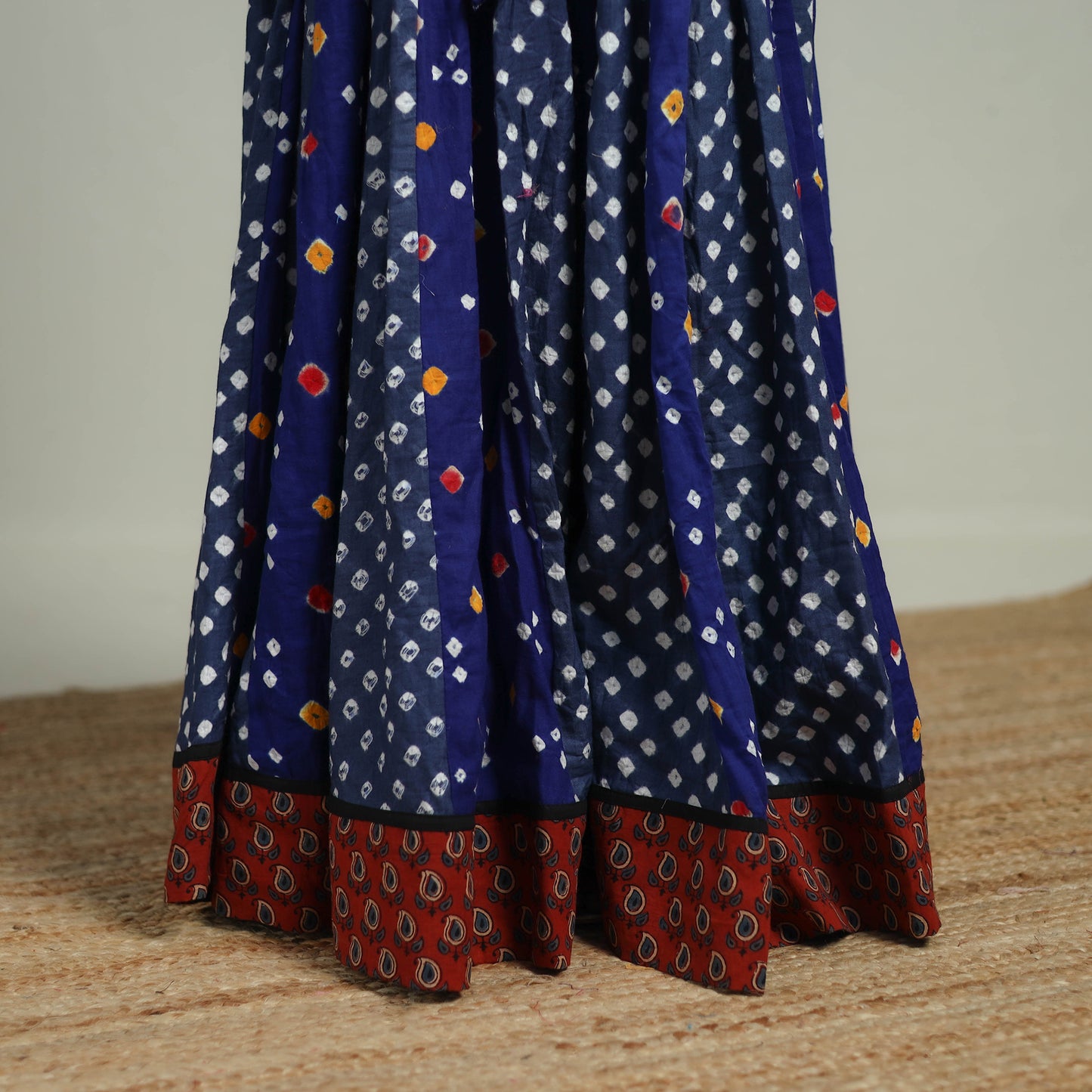 Bandhani Tie-Dye 24 Kali Patchwork Cotton Long Skirt 24