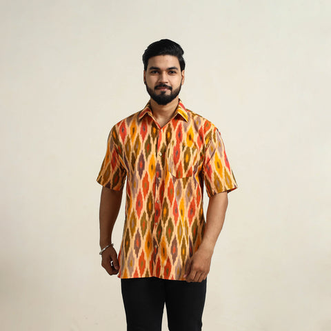 Multicolor - Men Cotton Central Asian Pochampally Ikat Shirt 05