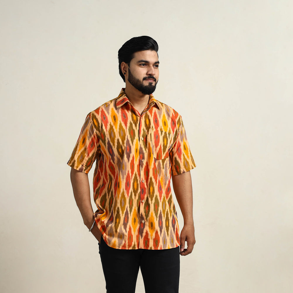 Multicolor - Men Cotton Central Asian Pochampally Ikat Shirt 05