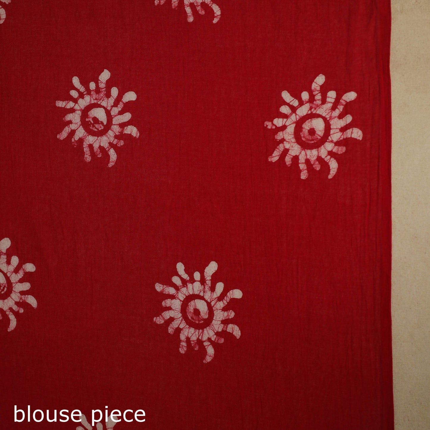 Red - mul cotton hand batik saree 37 - handcrafted