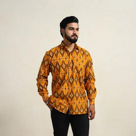  Orange Men Cotton Pochampally Ikat Shirt