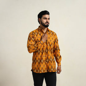  Orange Men Cotton Pochampally Ikat Shirt