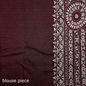 Maroon - Bengal Kantha Hand Embroidered Pure Silk Saree 01