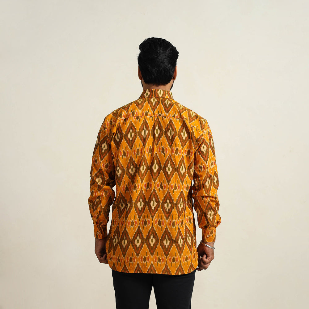 Orange - Men Cotton Pochampally Ikat Shirt 06