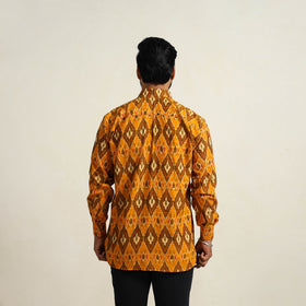  Orange Men Cotton Pochampally Ikat Shirt