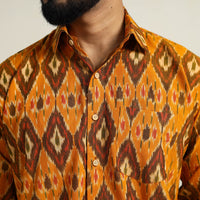 Orange - Men Cotton Pochampally Ikat Shirt 06