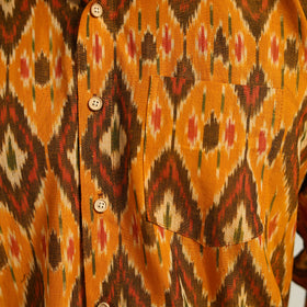  Orange Men Cotton Pochampally Ikat Shirt