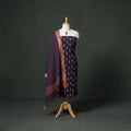 Pochampally Ikat Cotton Unstitched Dress Material: Kurta & Dupatta with Jewellery 21