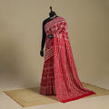 Red - mul cotton hand batik saree 40 - handcrafted