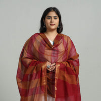 Multicolor - Handloom Cotton Nizam Zari Border Mangalagiri Dupatta 03