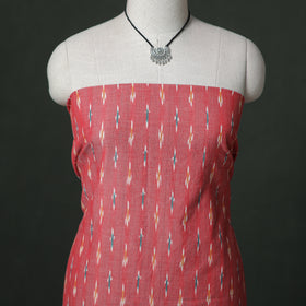 Pochampally Ikat Cotton Unstitched Dress Material: Kurta & Dupatta with Jewellery 22