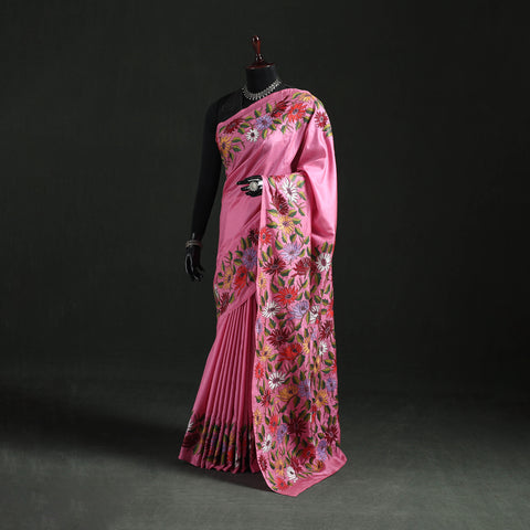Bengal Kantha Hand Embroidered Pure Silk Saree 05