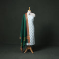 Pochampally Ikat Cotton Unstitched Dress Material: Kurta & Dupatta with Jewellery 24