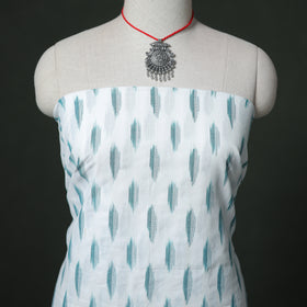 Pochampally Ikat Cotton Unstitched Dress Material: Kurta & Dupatta with Jewellery 24