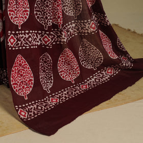 Brown - mul cotton hand batik saree 41 - handcrafted