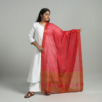 Red - Handloom Cotton Nizam Zari Border Mangalagiri Dupatta 08