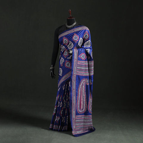 Bengal Kantha Heavy Hand Embroidered Pure Silk Saree 06