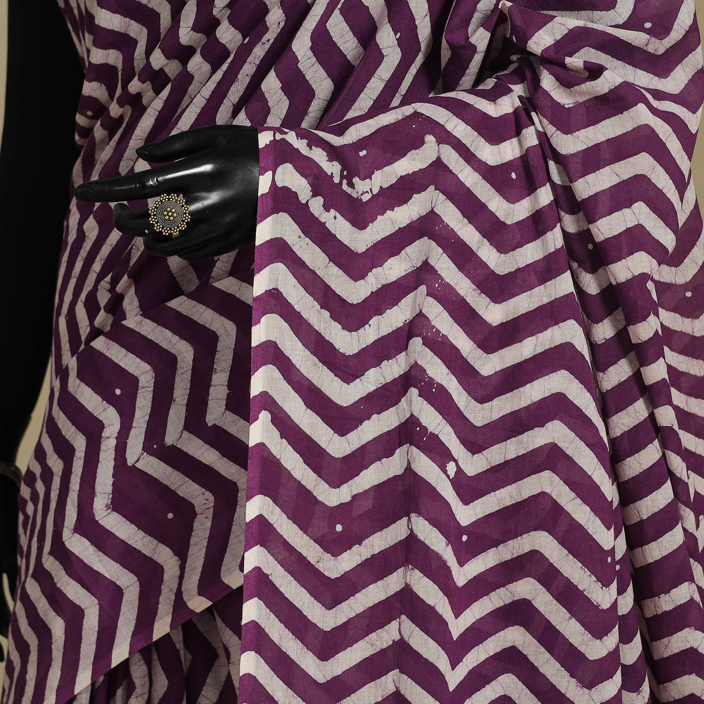 Purple - mul cotton hand batik saree 42 - handcrafted