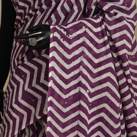 Purple - mul cotton hand batik saree 42 - handcrafted