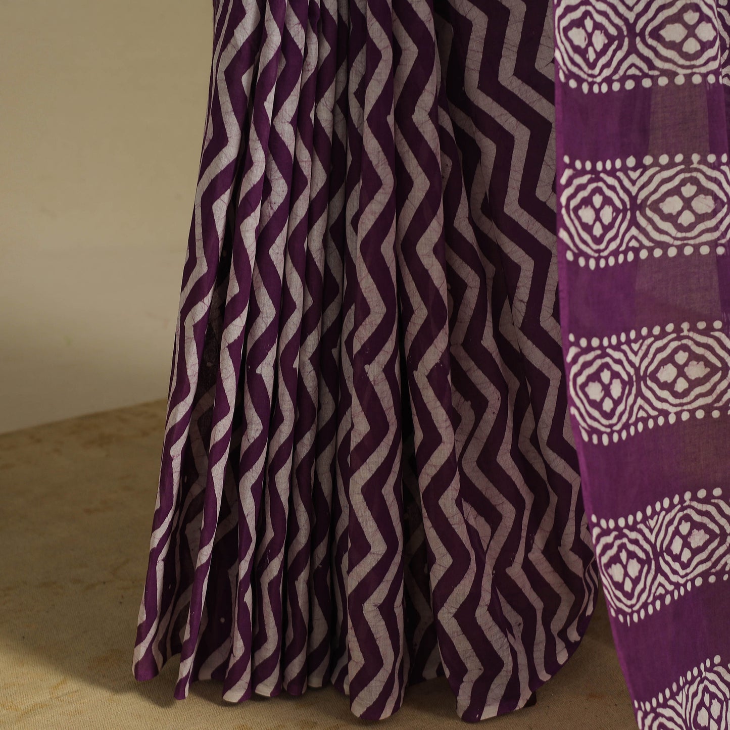 Purple - mul cotton hand batik saree 42 - handcrafted
