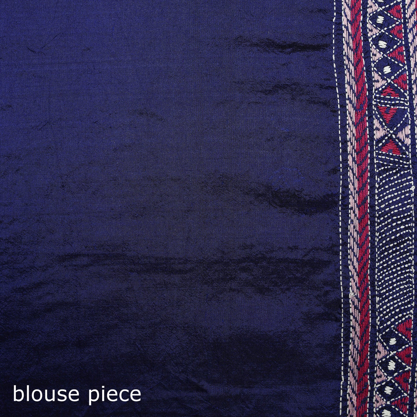 Blue - Bengal Kantha Heavy Hand Embroidered Pure Silk Saree 06