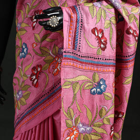 Bengal Kantha Heavy Hand Embroidered Pure Silk Saree 07