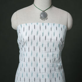 Pochampally Ikat Cotton Unstitched Dress Material: Kurta & Dupatta with Jewellery 26