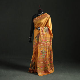 Bengal Kantha Heavy Hand Embroidered Pure Silk Saree 08