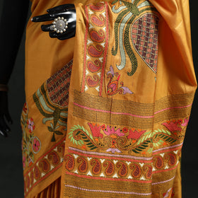 Bengal Kantha Heavy Hand Embroidered Pure Silk Saree 08