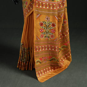 Bengal Kantha Heavy Hand Embroidered Pure Silk Saree 08