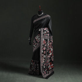 Bengal Kantha Heavy Hand Embroidered Pure Silk Saree 09