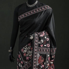 Bengal Kantha Heavy Hand Embroidered Pure Silk Saree 09