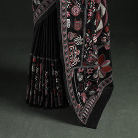 Bengal Kantha Heavy Hand Embroidered Pure Silk Saree 09