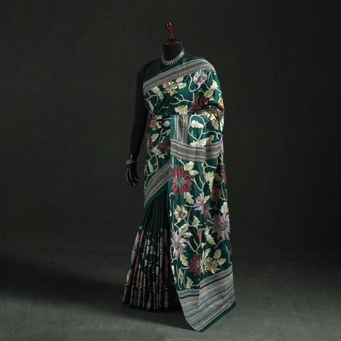 Bengal Kantha Heavy Hand Embroidered Pure Silk Saree 10