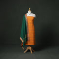 Pochampally Ikat Cotton Unstitched Dress Material: Kurta & Dupatta with Jewellery 29