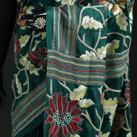 Bengal Kantha Heavy Hand Embroidered Pure Silk Saree 10
