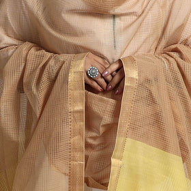 Brown - handloom cotton nizam zari border mangalagiri