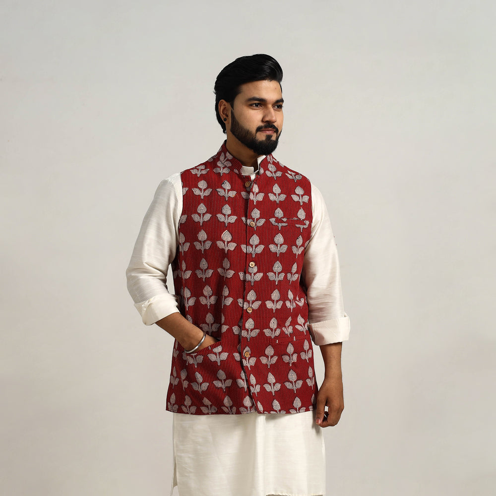 Bagh Print Nehru Jacket for Men 12