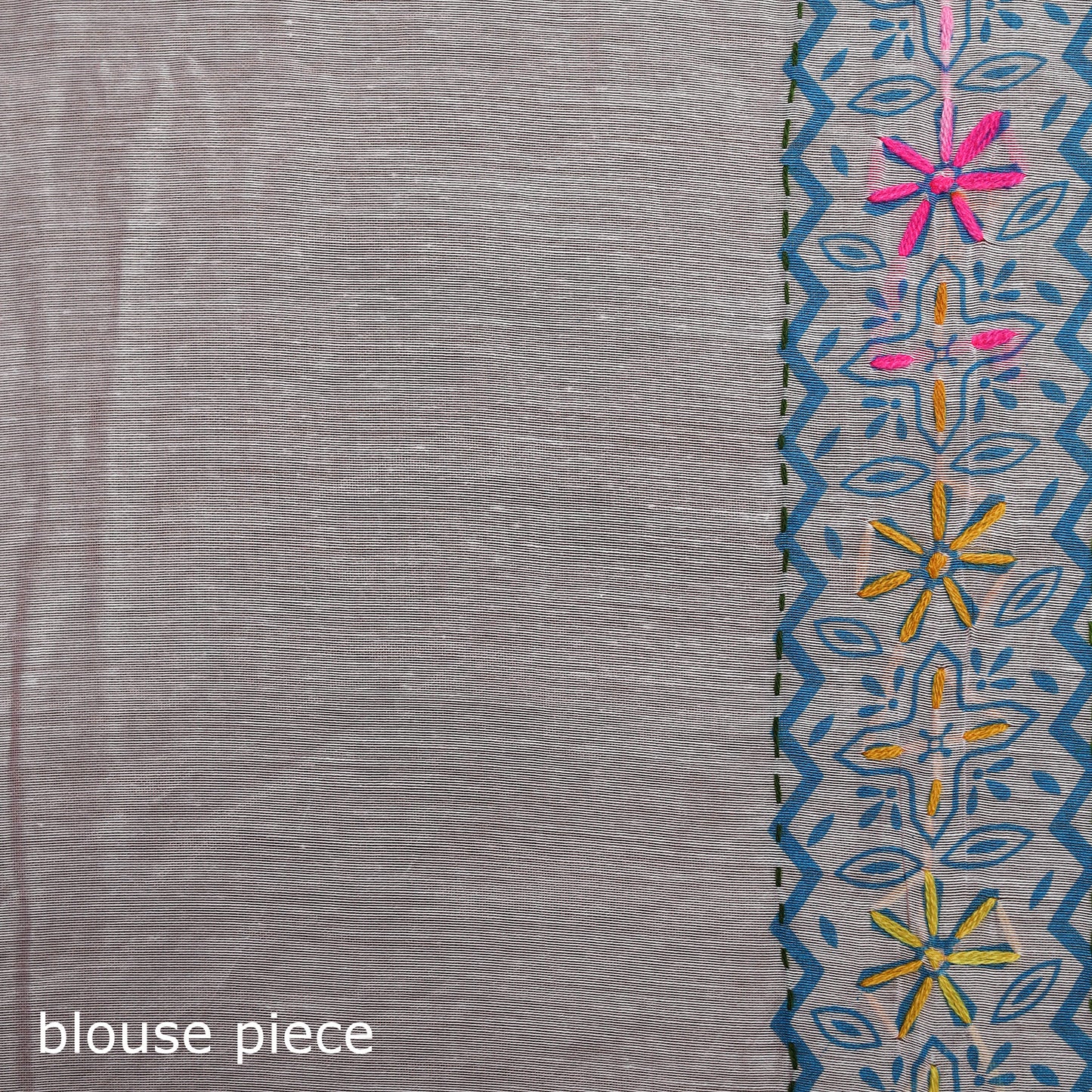 Phulkari Hand Embroidered Chanderi Silk Chapa Work Saree 08