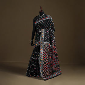 Phulkari Hand Embroidered Chanderi Silk Chapa Work Saree 01