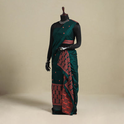 Green - assam handloom silk cotton mekhela chador