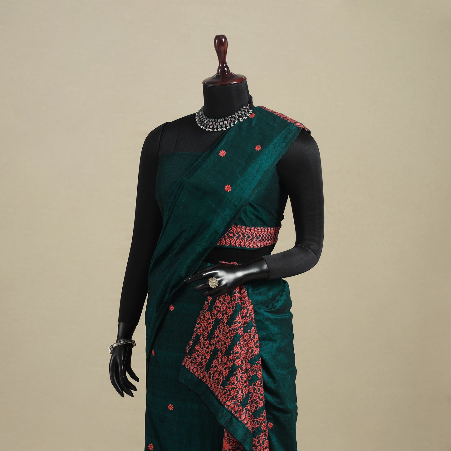 Green - assam handloom silk cotton mekhela chador
