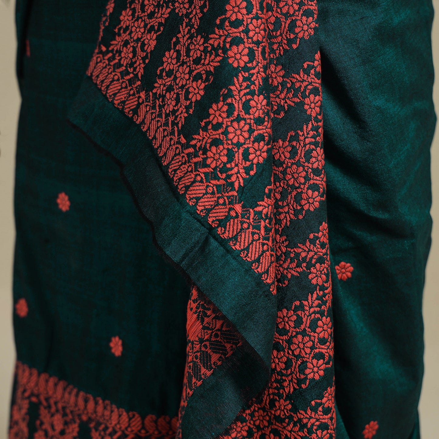 Green - assam handloom silk cotton mekhela chador